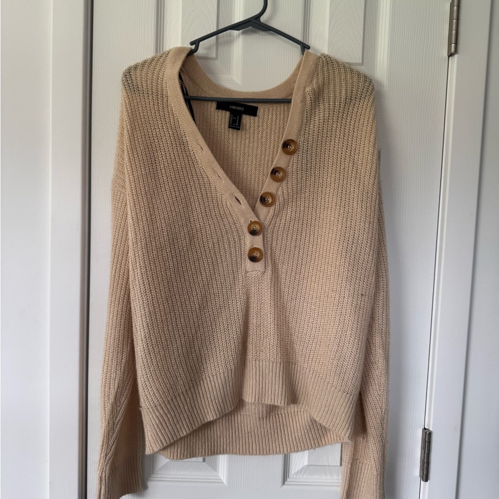 Tan Button-Up Sweater